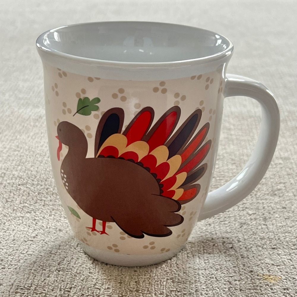 Kane Home Thanksgiving Turkey Mug Gobble Gobble Stoneware Coffee Cup Cream Tan